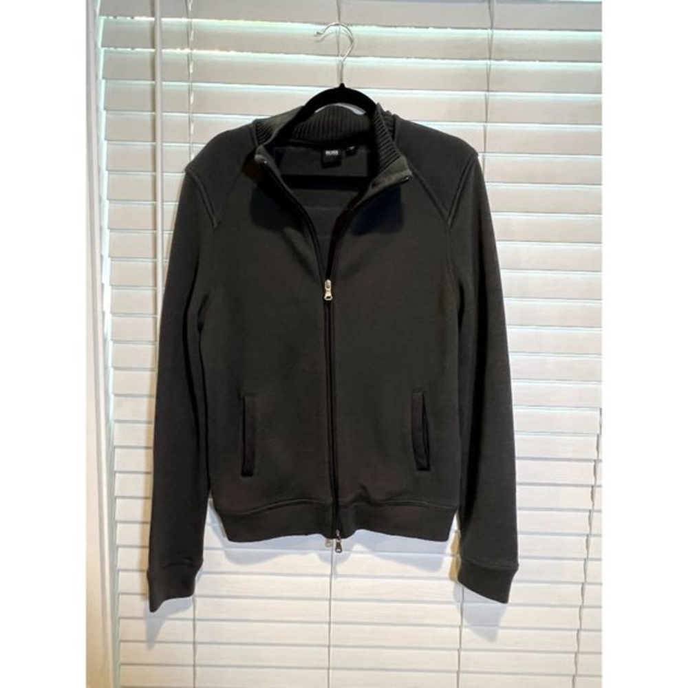 Hugo Boss Gray Wool Blend Mens Sweater Jacket - Size M‎